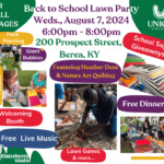 Back to School Lawn Party Weds., August 7, 2024 600pm 800pm 3