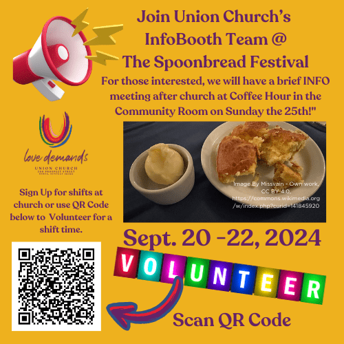 Info booth Volunteer Sign up for Spoonbread Festival